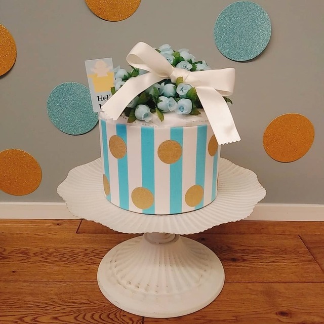 オムツケーキ Dot Blue-ドットブルー- ドット柄 1段