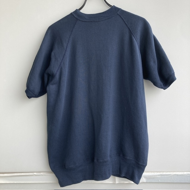 フラタニティ 半袖スウェット 60s カレッジ フロッキープリント ネイビー デッドストック ヴィンテージ古着 XL 画像6
