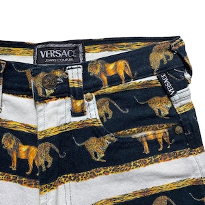 vintage VERSACE JEANS COUTURE animal border skinny denim pants