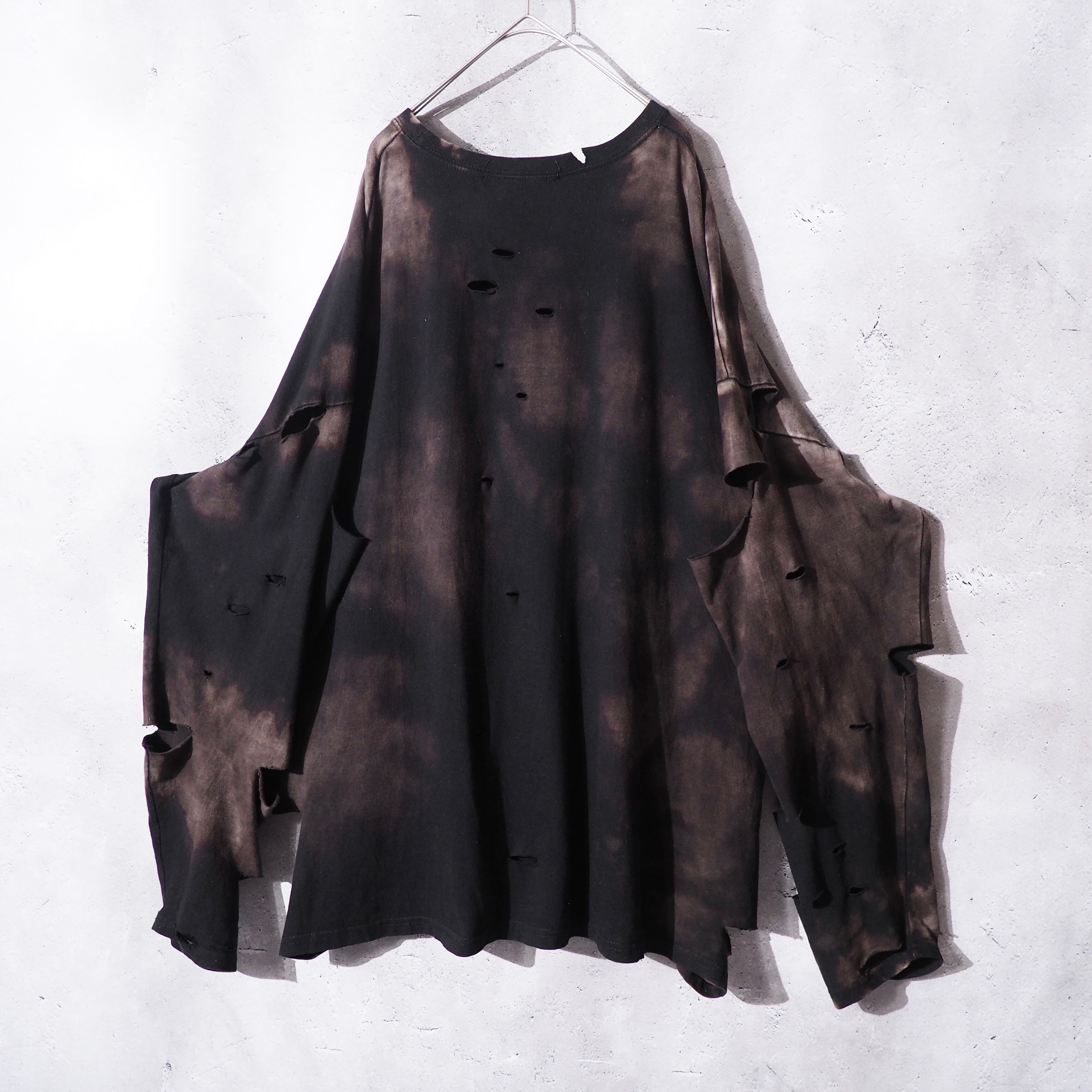 ” 循環 ” Over dyed × Damage Boro Circulation Long sleeve Re:make Tee