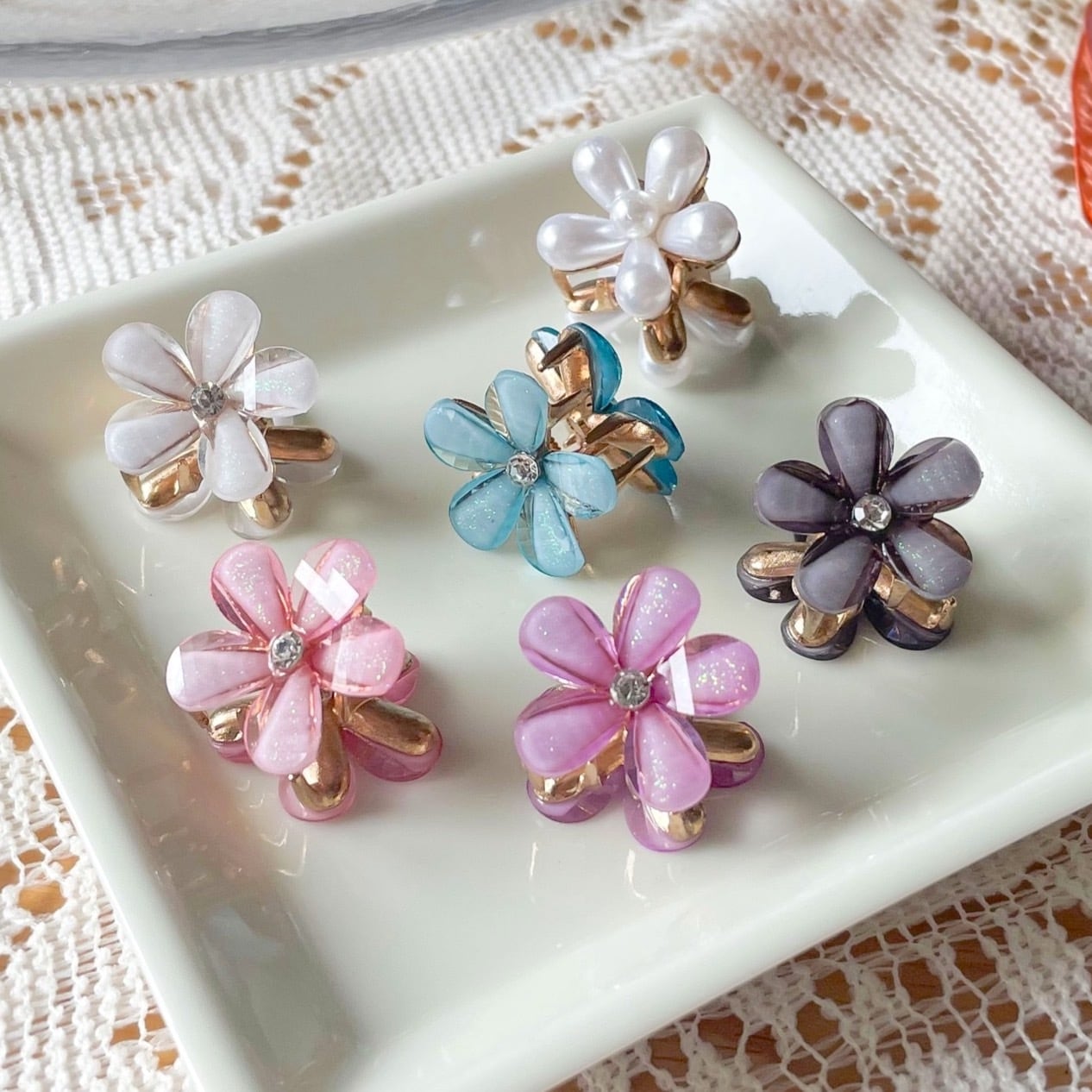 ヘアクリップ ミニ アレンジ 花 キッズ 可愛い キラキラ 【187】