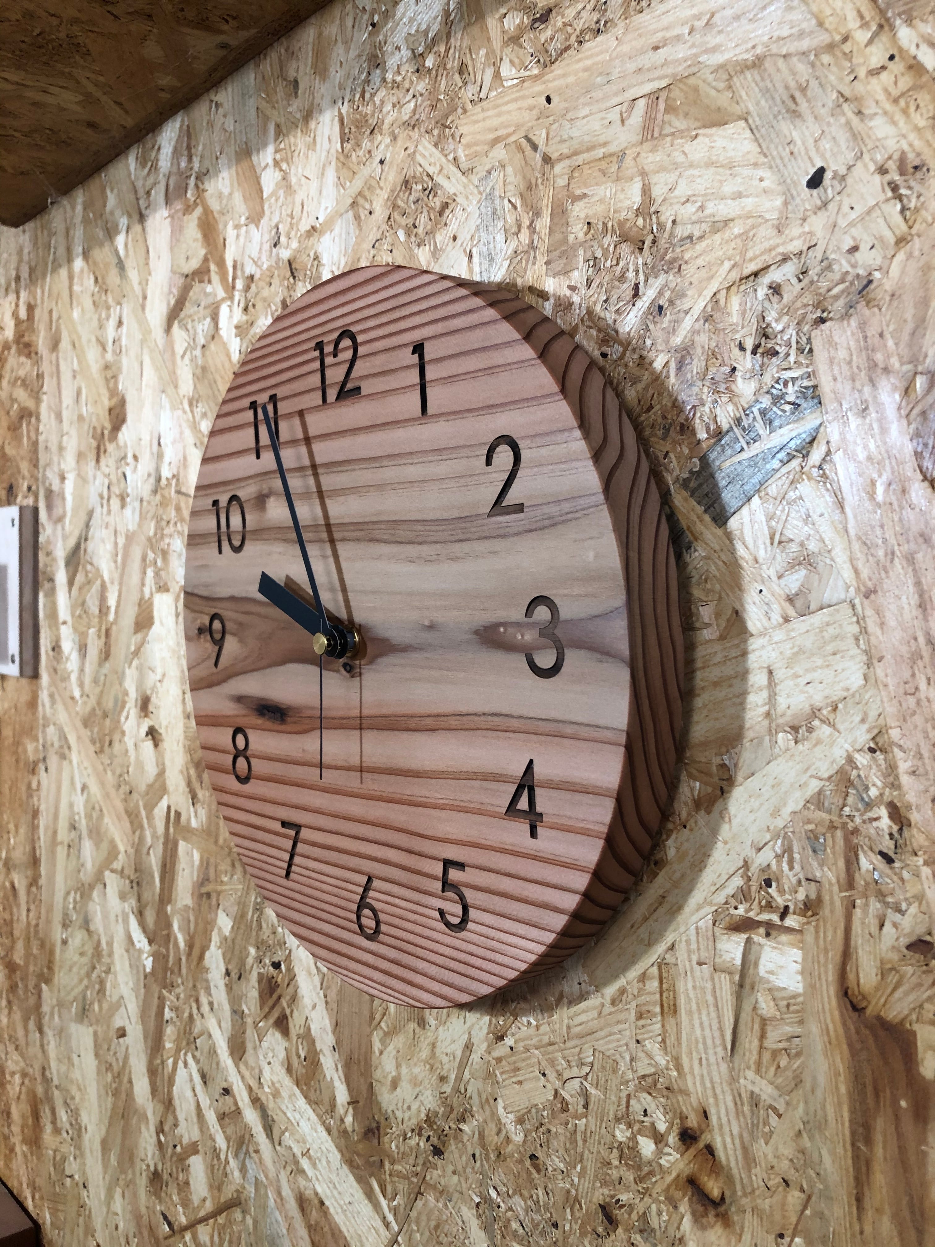 Wooden clock 木の時計 （秋田杉）size L 20-03 数字あり | AAREA