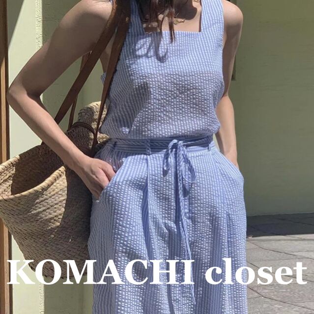 【送料無料】 ストライプセットアップ 上下セット タンクトップ ロングスカート リゾート ブルー 水色 韓国 レディース オルチャン 袖なし ノースリーブ スクエアネック スリム 細身 Iライン ウエストマーク ウエストリボン ハイウエスト サッカー ベルト付き かわいい 大人可愛い きれいめ シンプル カジュアル おしゃれ レトロ こなれ感 ラフ 抜け感 ナチュラル ベーシック ヘルシー 夏 休日 イベント 旅行 海 カフェ デート ビーチ トレンド 流行 インスタ映え S M L