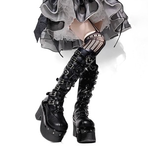 マルチバックル厚底ゴシックロングブーツ（lli_6568）