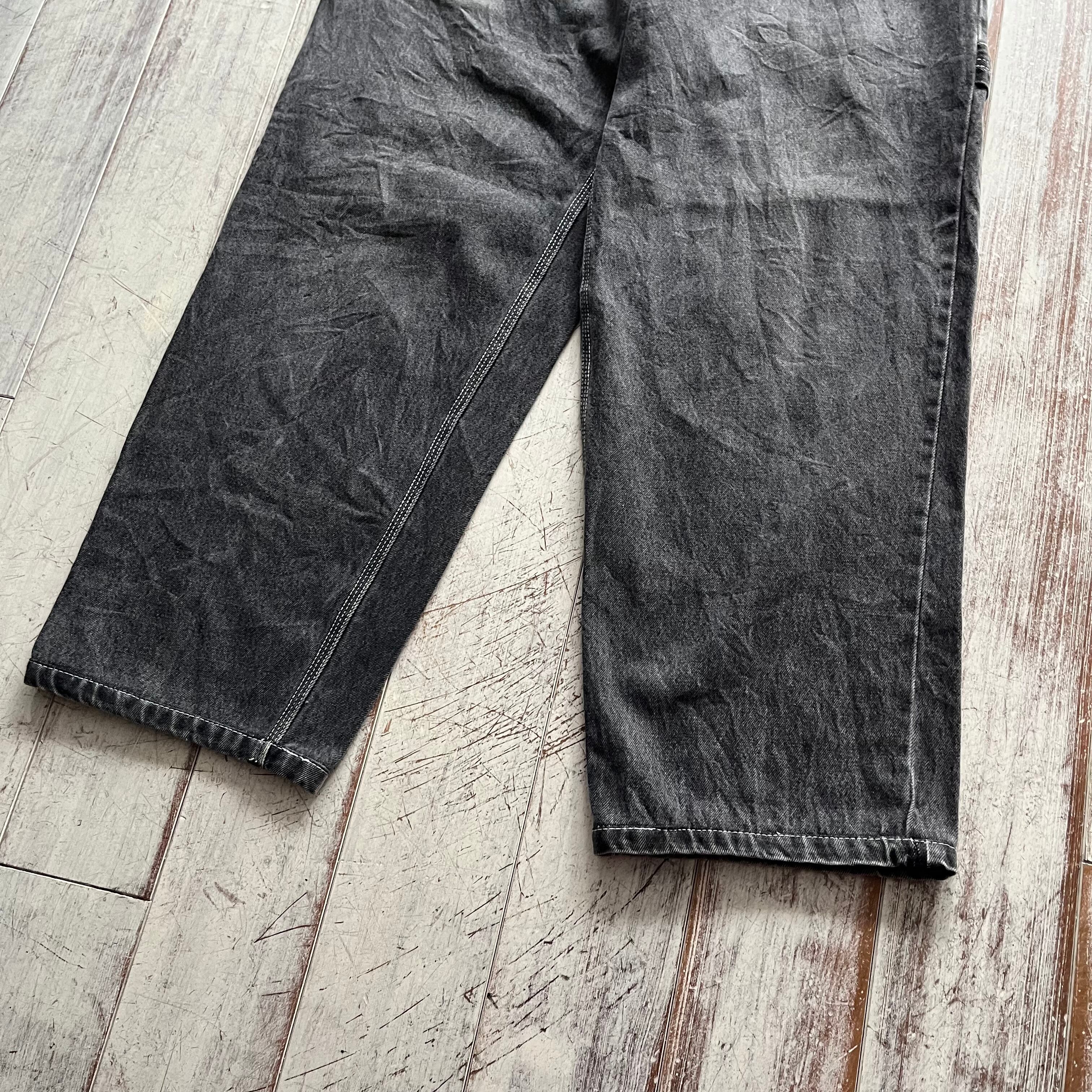 (古着)90s timberland ワイドブラックデニム パンツ ストリート 古着)90s timberland ワイドブラックデニム パンツ ストリート