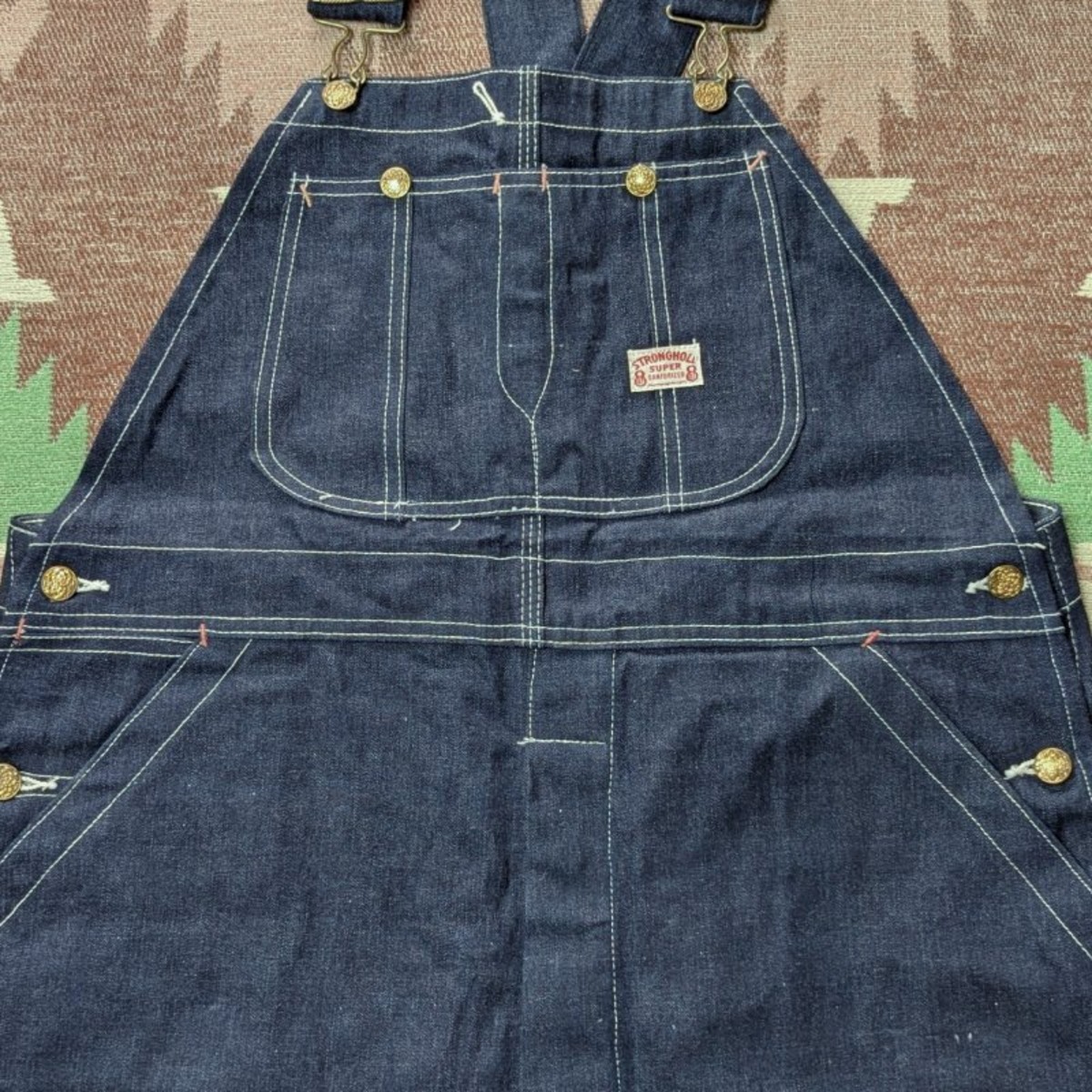 40s～ STRONG HOLD Low-Back Denim Overalls (W40) DEAD-STOCK 