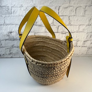 【最終処分SALE】LOEWE ロエベ ストローバッグ  ハンドバッグ イエロー A-8992