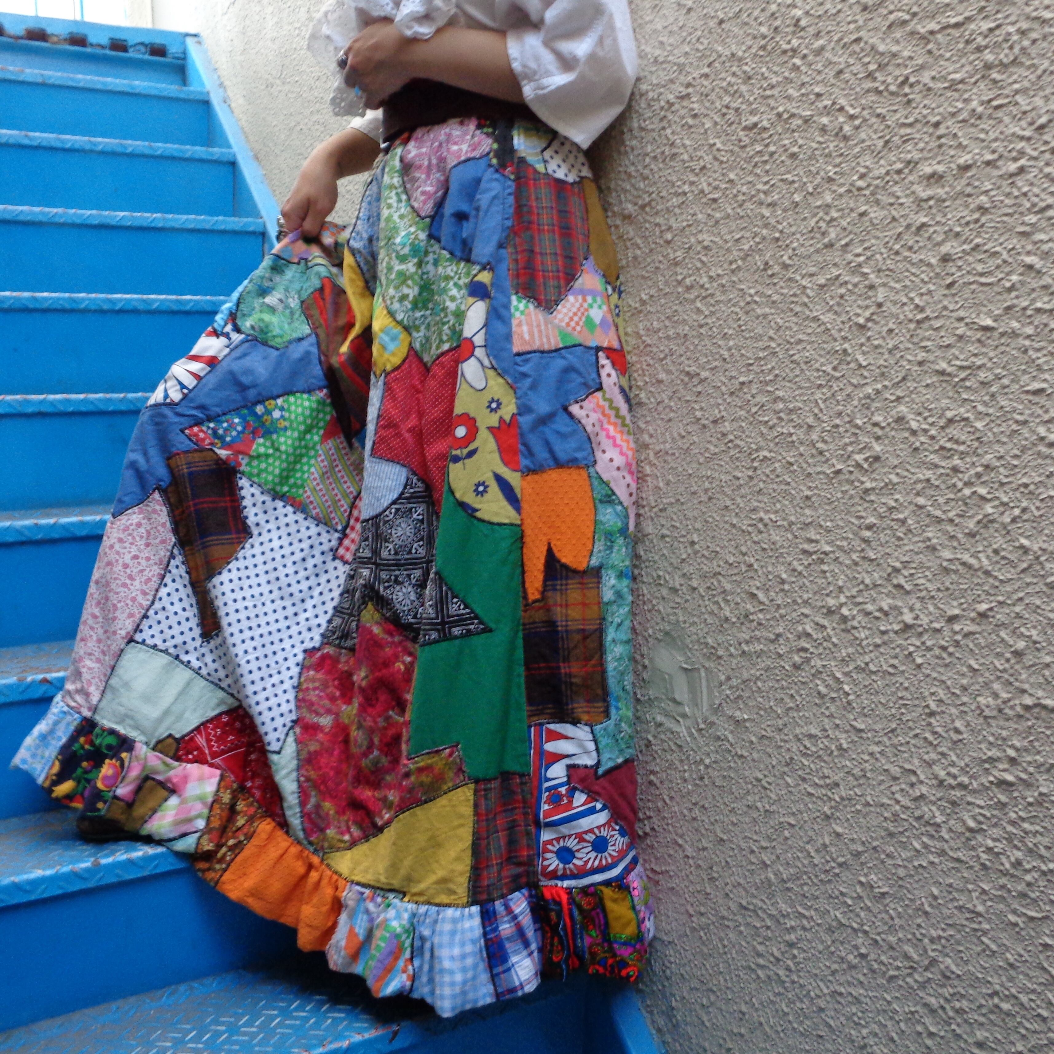 Vintage patchwork long skirt／ヴィンテージ パッチワーク ロング ...