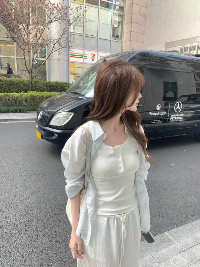 (予約) vegetable / Leaf stripe shirt 1color