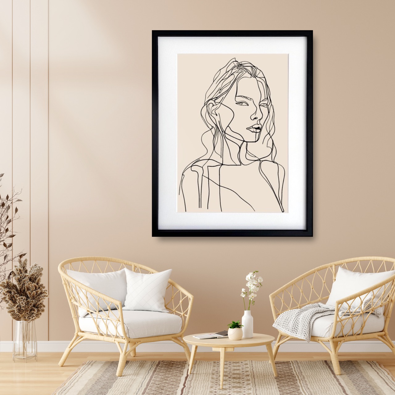 LOOK Ⅱ｜北欧ミニマル×女性ラインアートポスター｜空間を上品に整えるシンプルデザイン｜A4ポスター
