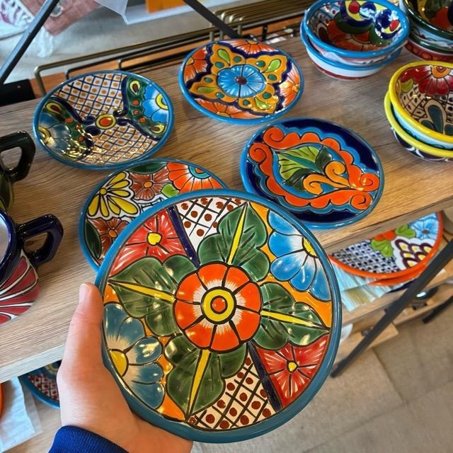 Mexico Guanajuato Ware Mini Round Plate Blue 5type　メキシコ　グアナファト焼　ミニ丸プレート　ブルー　全5種　ケーキ皿　取り皿　小皿