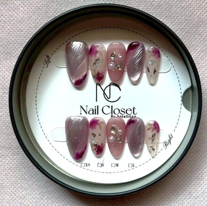 ワインピンクフラワーエレガンス|premium ネイルチップ