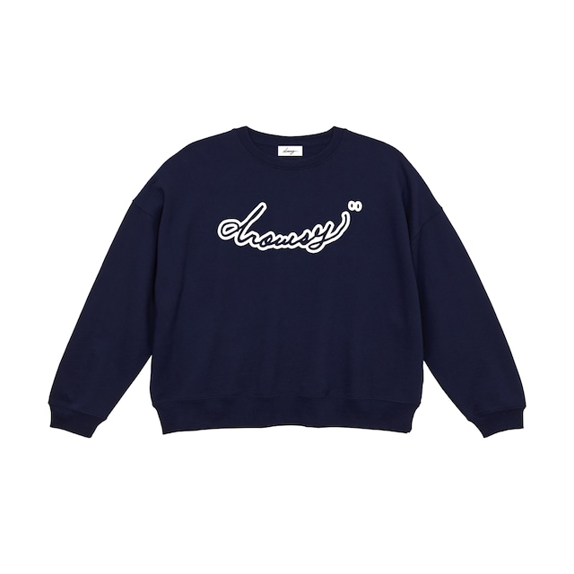 drowsy.. CAT BACK PRINT CREW SWEAT / 22SS / NV-wh