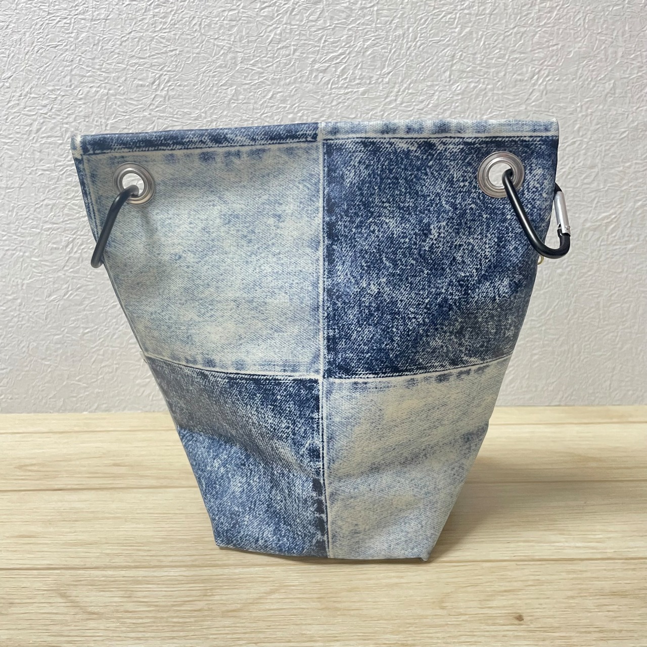 【Lサイズ】パッチワークデニム・Fブラック|BIG消臭ポーチ★小型犬・多頭飼い〜中・大型犬 うんち回収 排泄