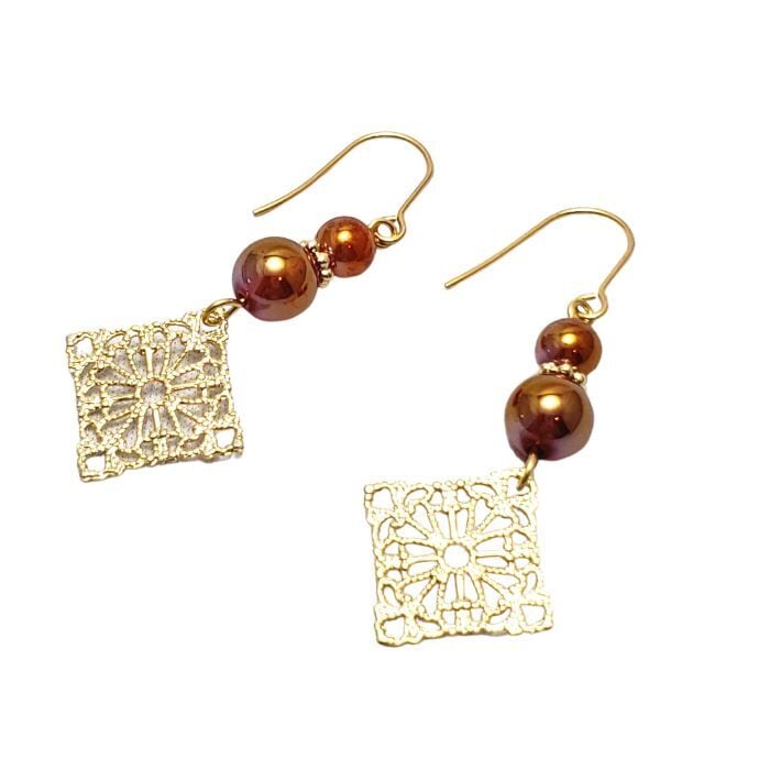 レッドオーラアゲート パワーストーン ピアス 天然石 絆を深める かわいい 赤 おしゃれ ゴージャス ゴールド アクセサリー ハンドメイド レディース プレゼント ピアス 金属アレルギー 対応 ギフト