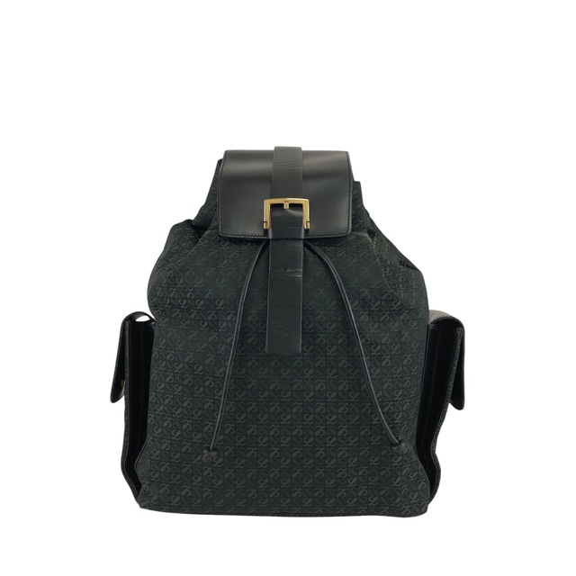 LOEWE ロエベ 総柄 バックパック グリーン ブラック ジャガード レザー リュック vintage ヴィンテージ オールド si4hbw