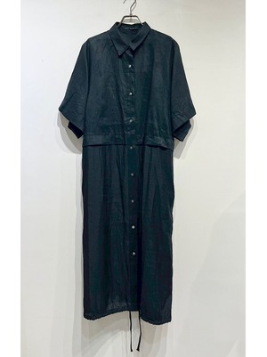 MuNich   【吸水性、発散性】フレンチリネン×シアーローンドッキングシャツワンピース