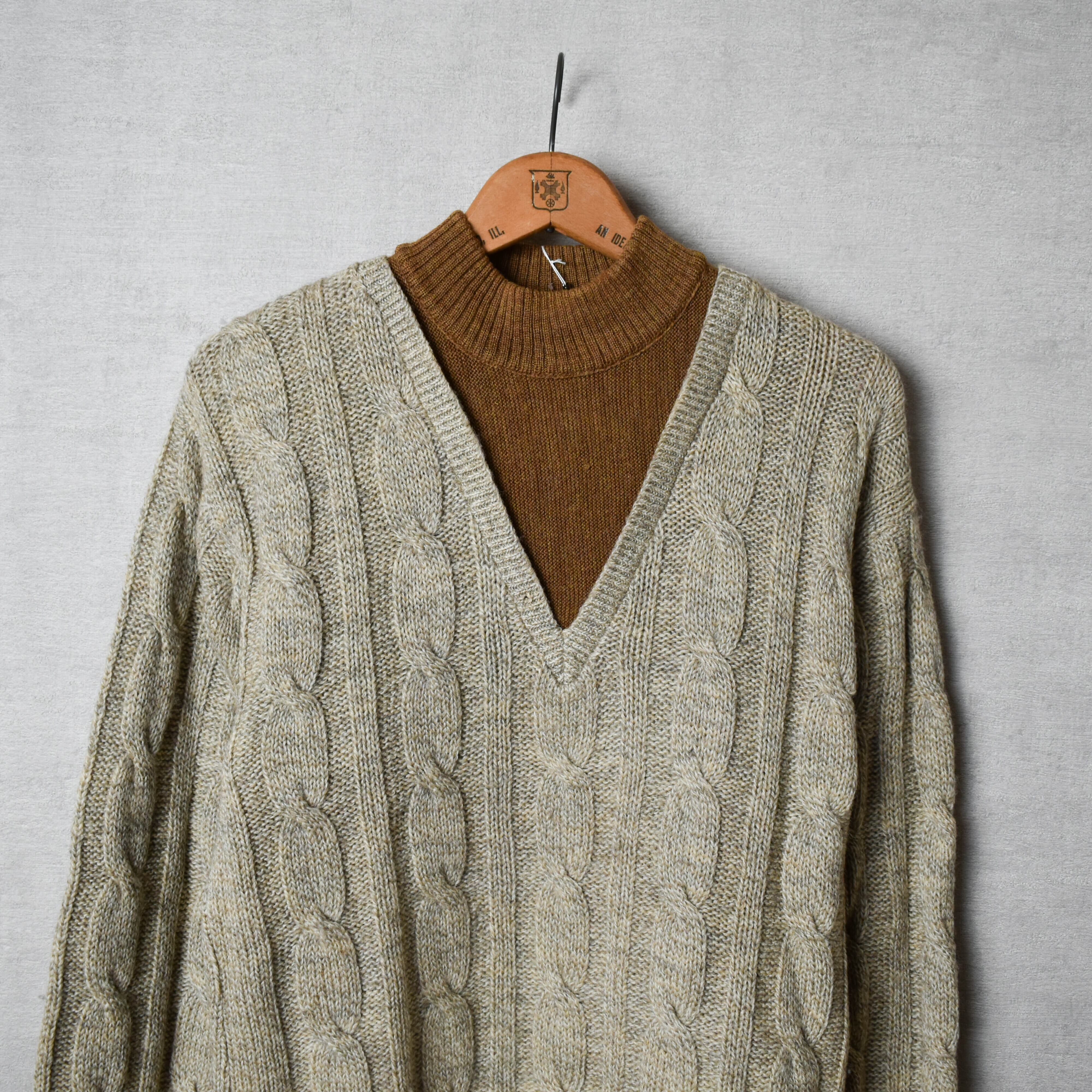 [USED] made in USA layered highneck knit