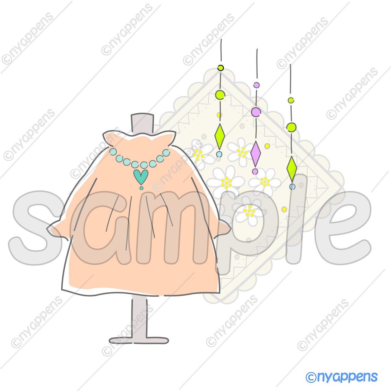 【商用利用OK】かわいい手書き風イラスト<トップス3種セット>SNSや素材に!