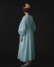 【suie】Polka dot gathered sleeve dress/ポルカドットパフスリーブワンピース(水色×青ドット)