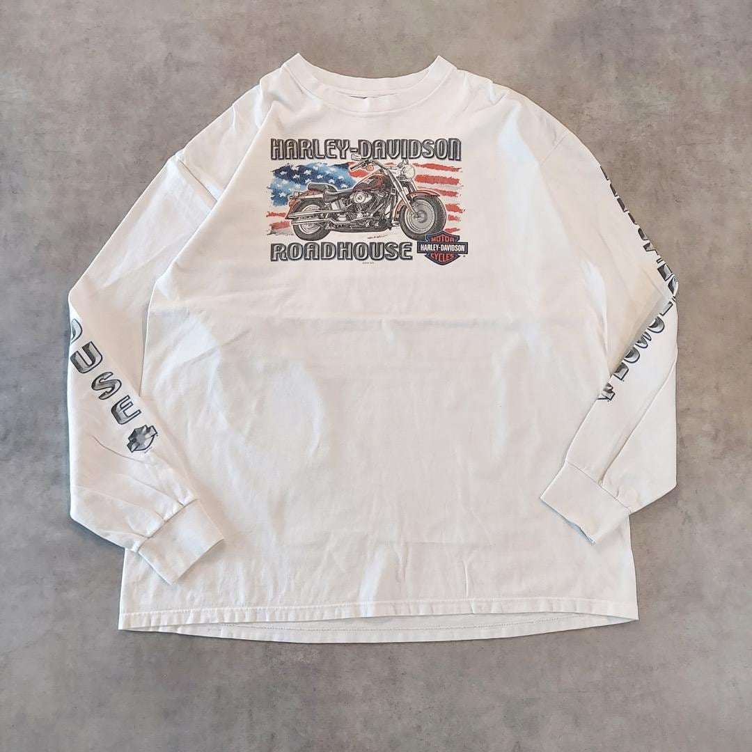 ハーレーダビッドソン ロンT USA製 Tシャツ 00s 2XL 白 14854 | fuufu