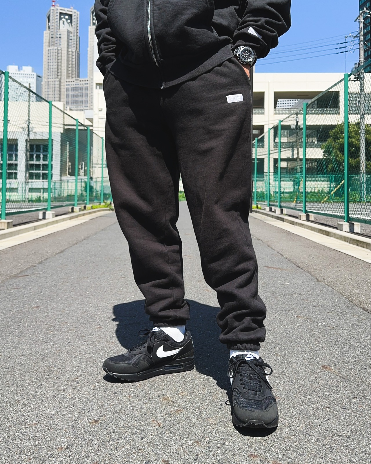 BOX-TYPE2 ONE POINT HEAVY WEIGHT SWEAT PANTS - BLACK