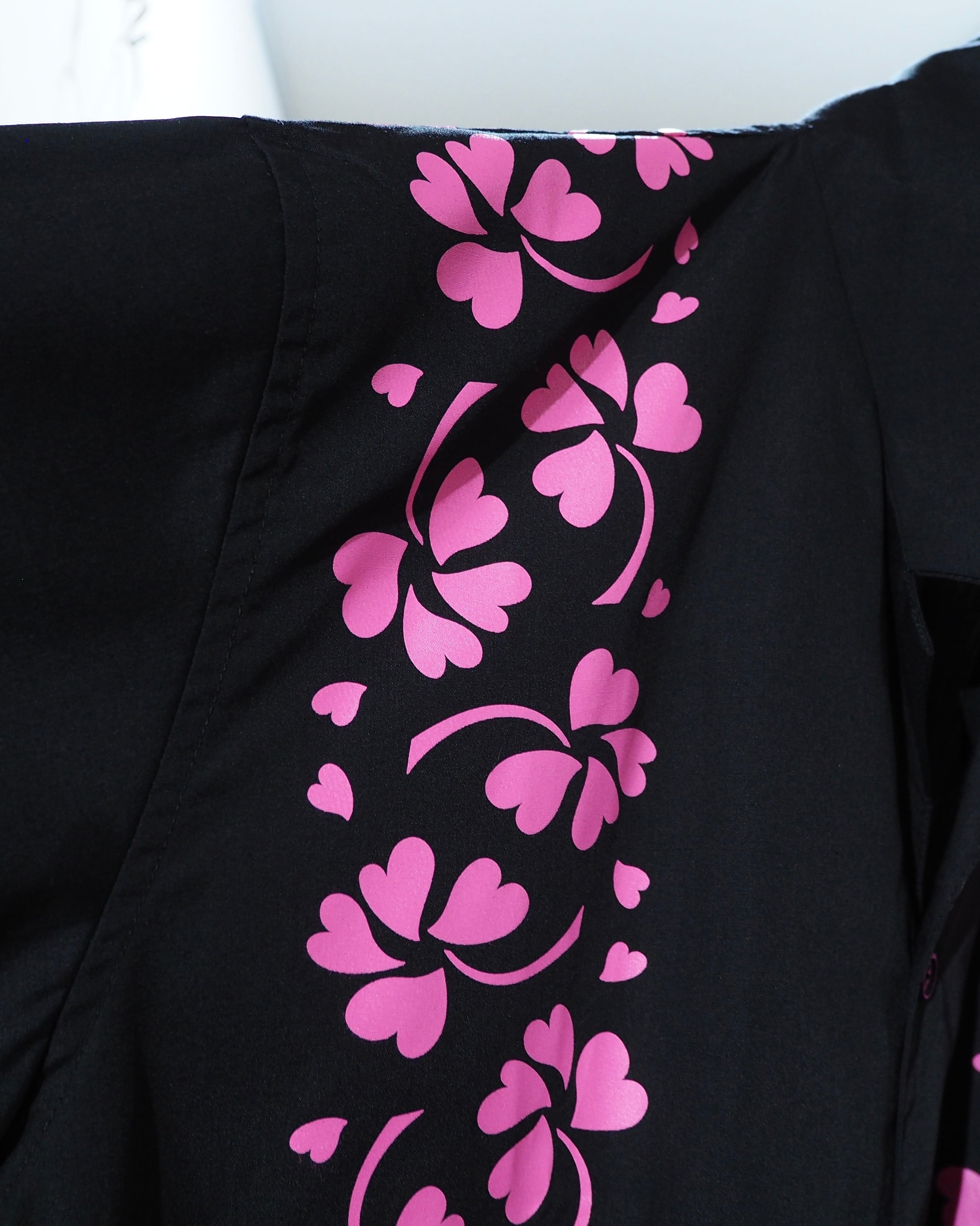 1990s ” 桃四葉 ” Beautiful Four Leaves pattern vintage Open Collar Shirt