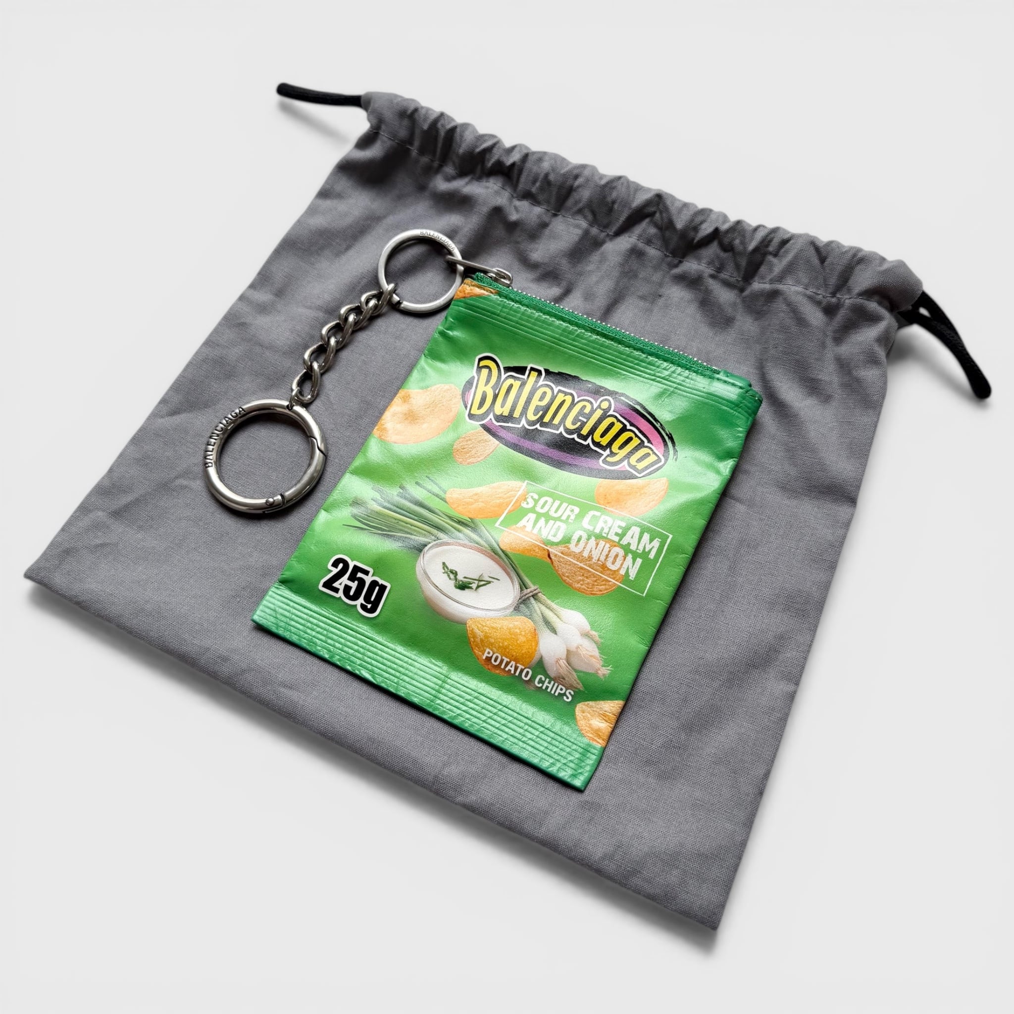 BALENCIAGA Keychain Chips Charm Calfskin Green | BRAND RESORT