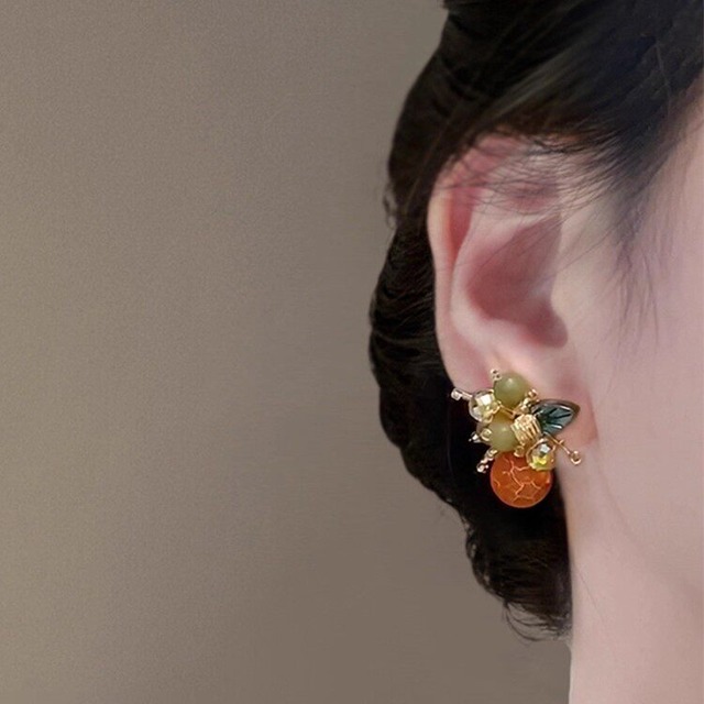beaded orange stud pierce＜a1567＞