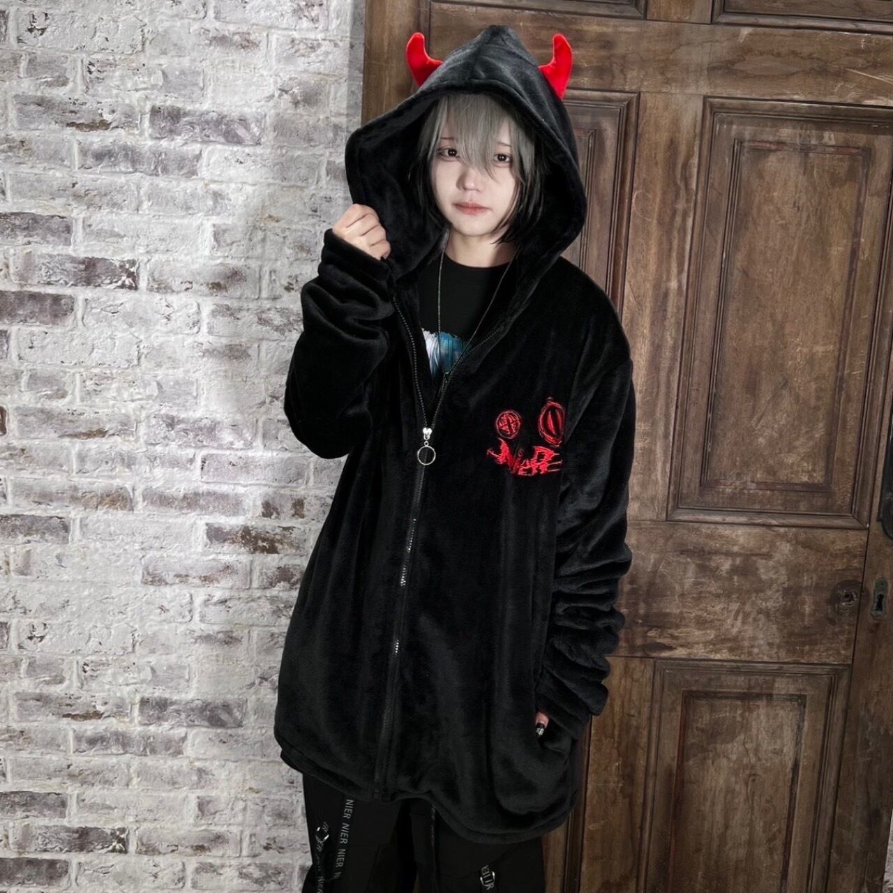 ツノ付きふわもこ防寒ZIP OUTER【DEVIL】 | NIER CLOTHING powered by BASE