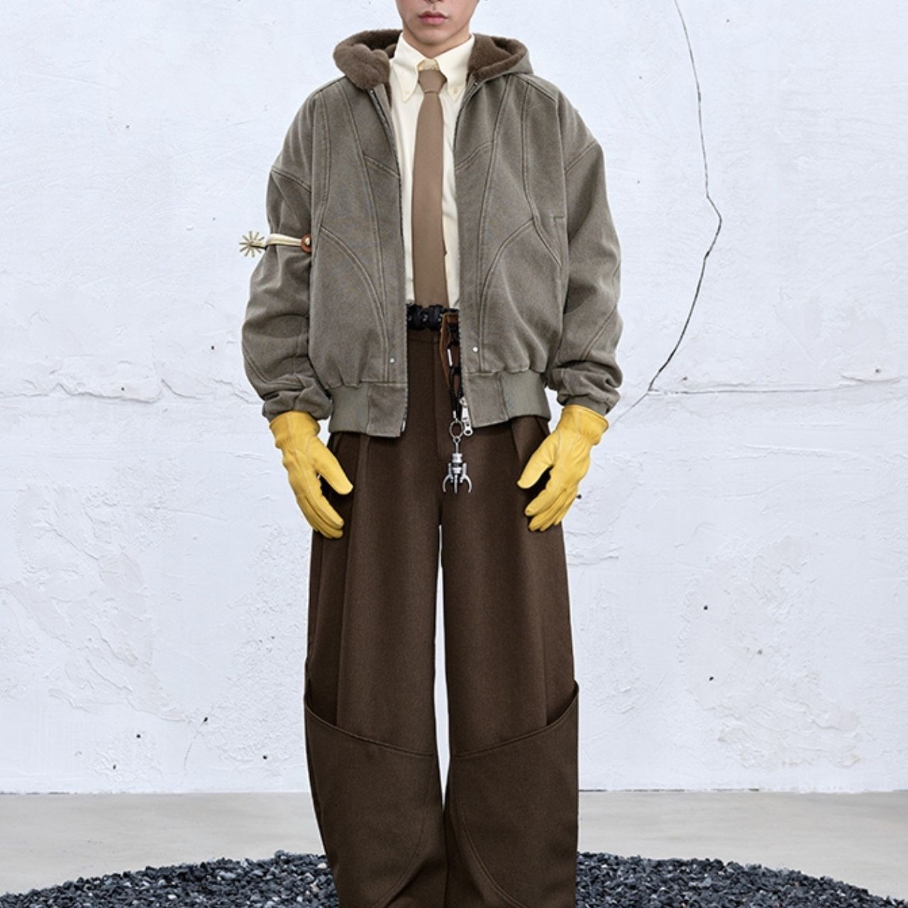 フェイクファーライナーキャンバスウォッシュドブルゾン　1033