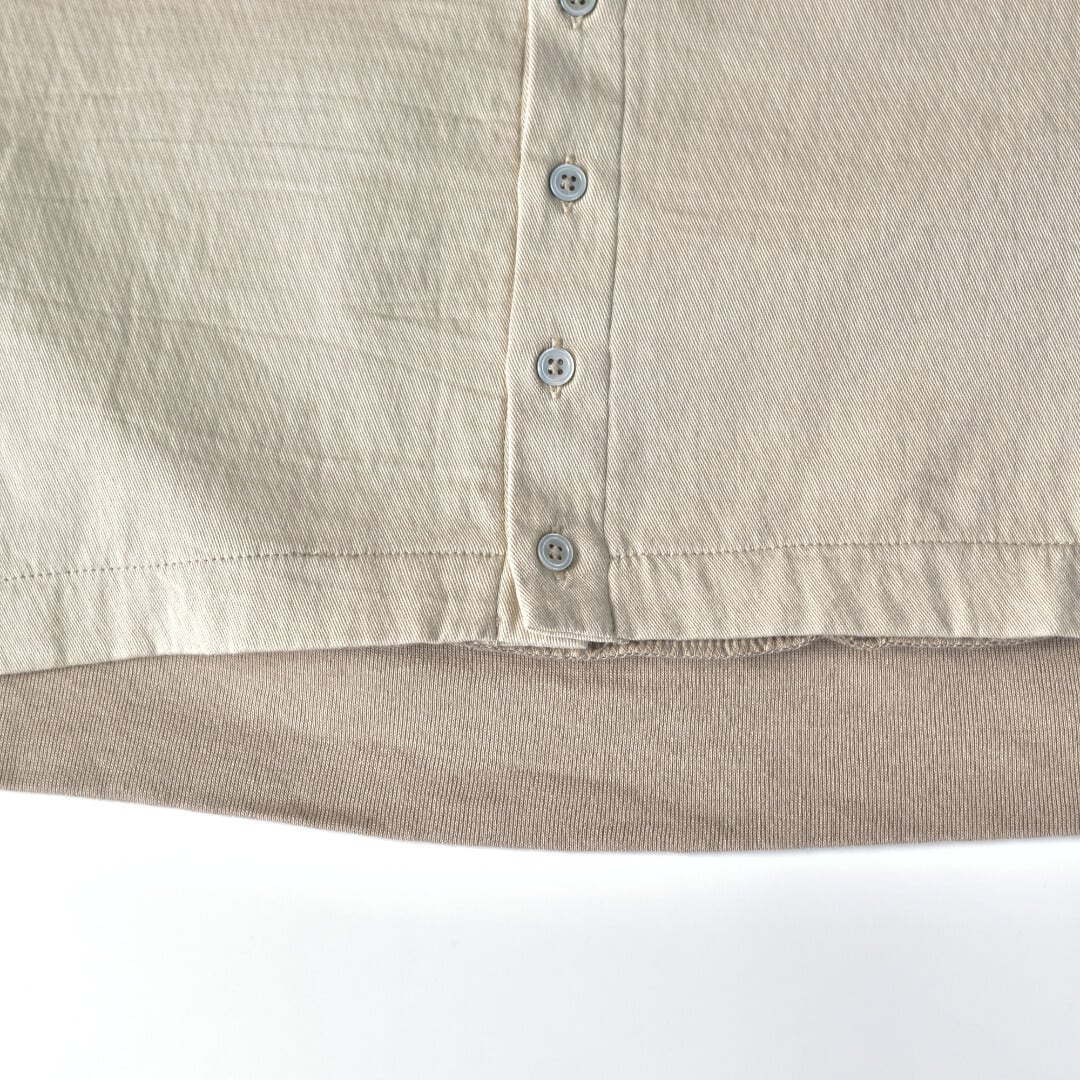 prit プリット 度詰天竺xコットンツイル2重織り切り替えコクーンカーディガン・ベージュ【送料無料】