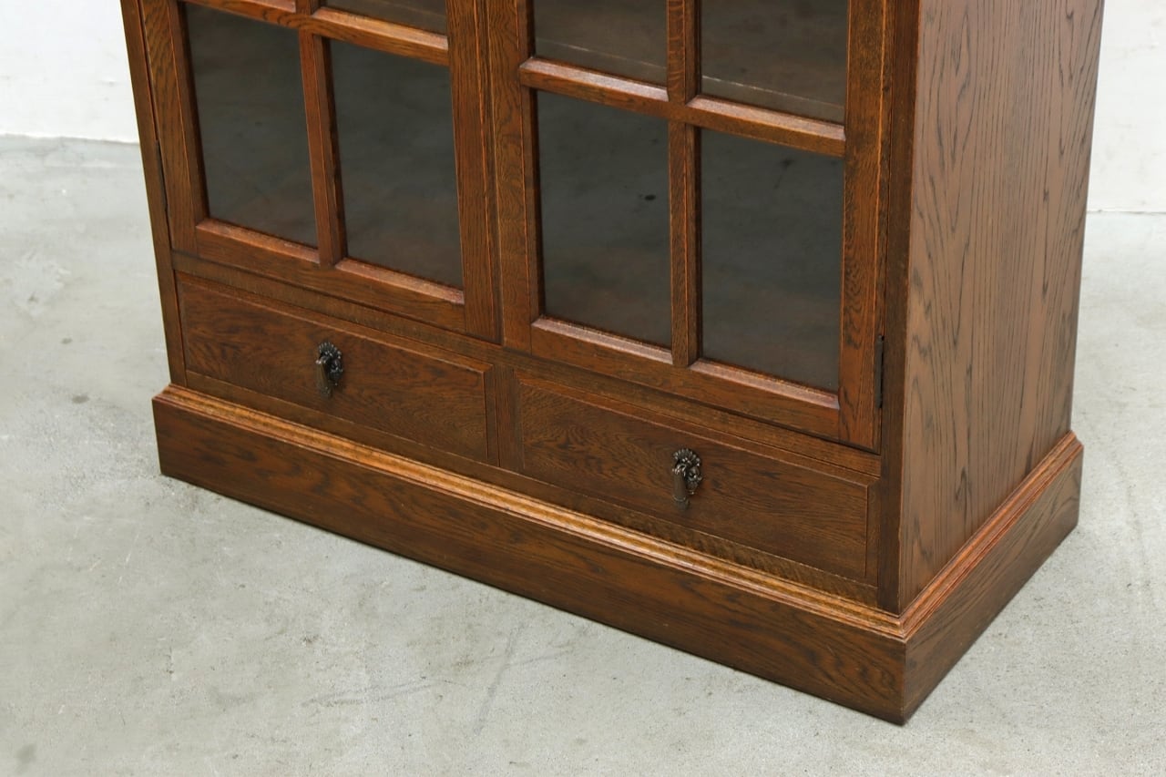 美品　三越家具　ブルージュ　オーク　飾り棚　キャビネット　本棚　書棚　食器棚 三越 Brugge ブルージュ オーク材 キャビネット 飾り棚 本棚