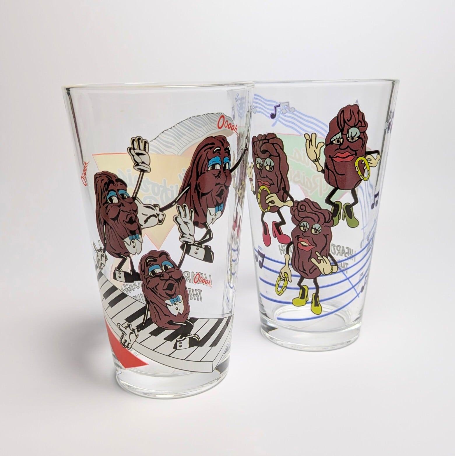 ♧【 AMERICAN PAIR GLASS / ペアグラス 】 『 California Raisins ( カリフォルニアレーズン ) 』ガラス / コップ / ペアグラスセット 〚アメリカン雑貨 アメトイ〛