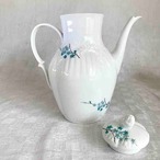 コーヒーポット　リモージュ　 くすみブルーの小花 枝物 ポット Limoges 12TWcn2