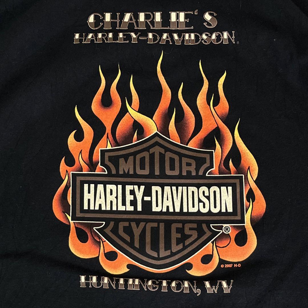 Harley-Davidson ハーレーダビッドソン 両面プリントTシャツ　XL 黒　ファイヤーパターン | Rico clothing  powered by BASE
