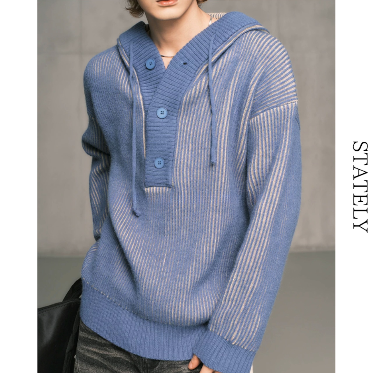 Stripe Hood ニットプルオーバー/3color_T112・画像4
