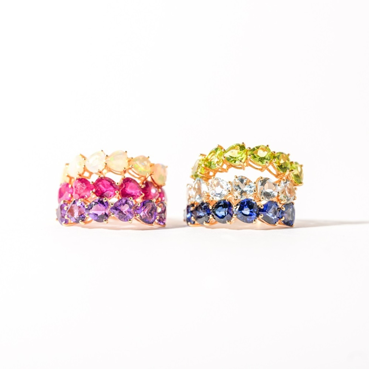 【K18 / 12号】アメシスト ハート連 リング