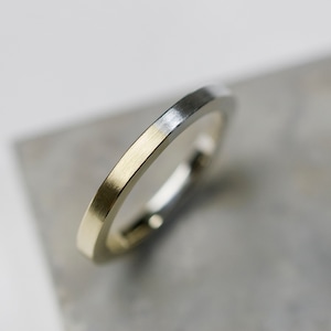 シルバー×真鍮バイカラーハーフシックフラットリング 2.5mm幅 つや消し 3号～27号｜WKH SV×BS BI-COLOR HALF THICK FLAT RING 2.5 matte｜FA-807