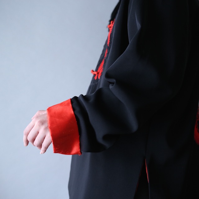 "刺繍×龍" black × red special china shirt jacket