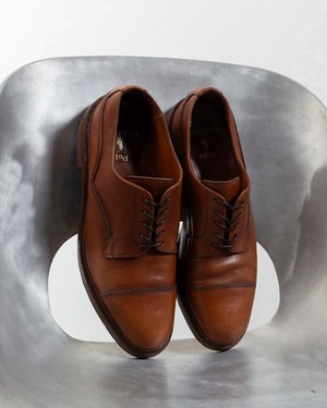 "Polo by Ralph Lauren" leather cap-toe derby shoes / Made In ENGLAND / SIZE:US8