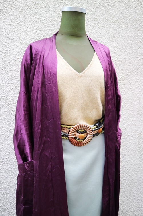 Purple satin gown