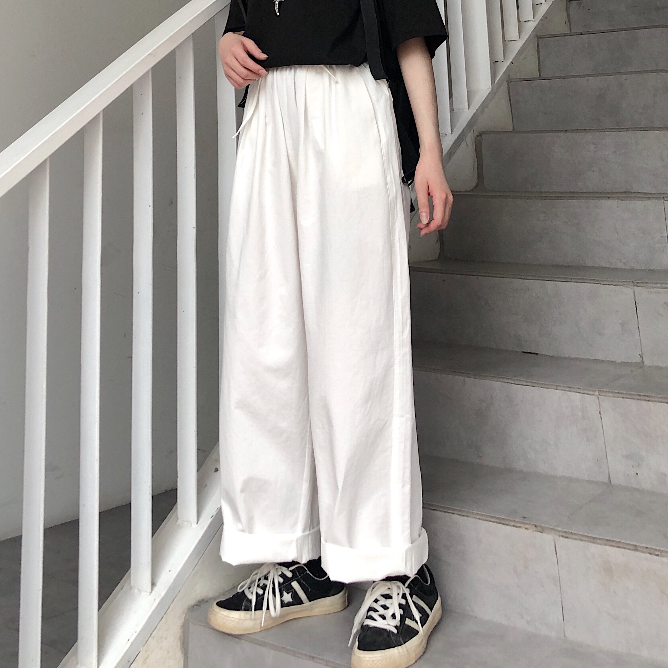 スタイルスタンダードカジュアルパンツ ホワイトレディーススプリングハイウェストウェスト レトロ かわいい 春物 ケッペル43213499637