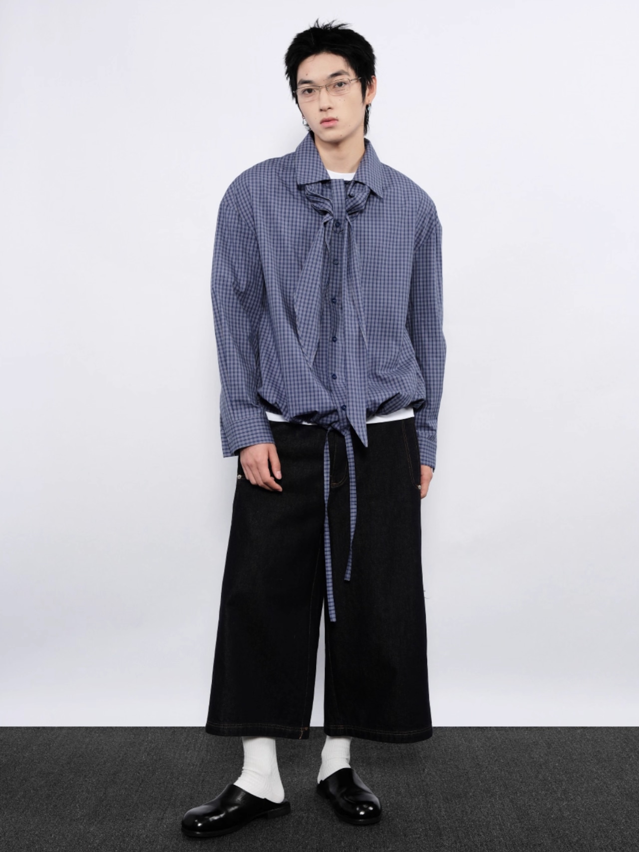 7440 37 1 Wide Cropped Denim Trousers