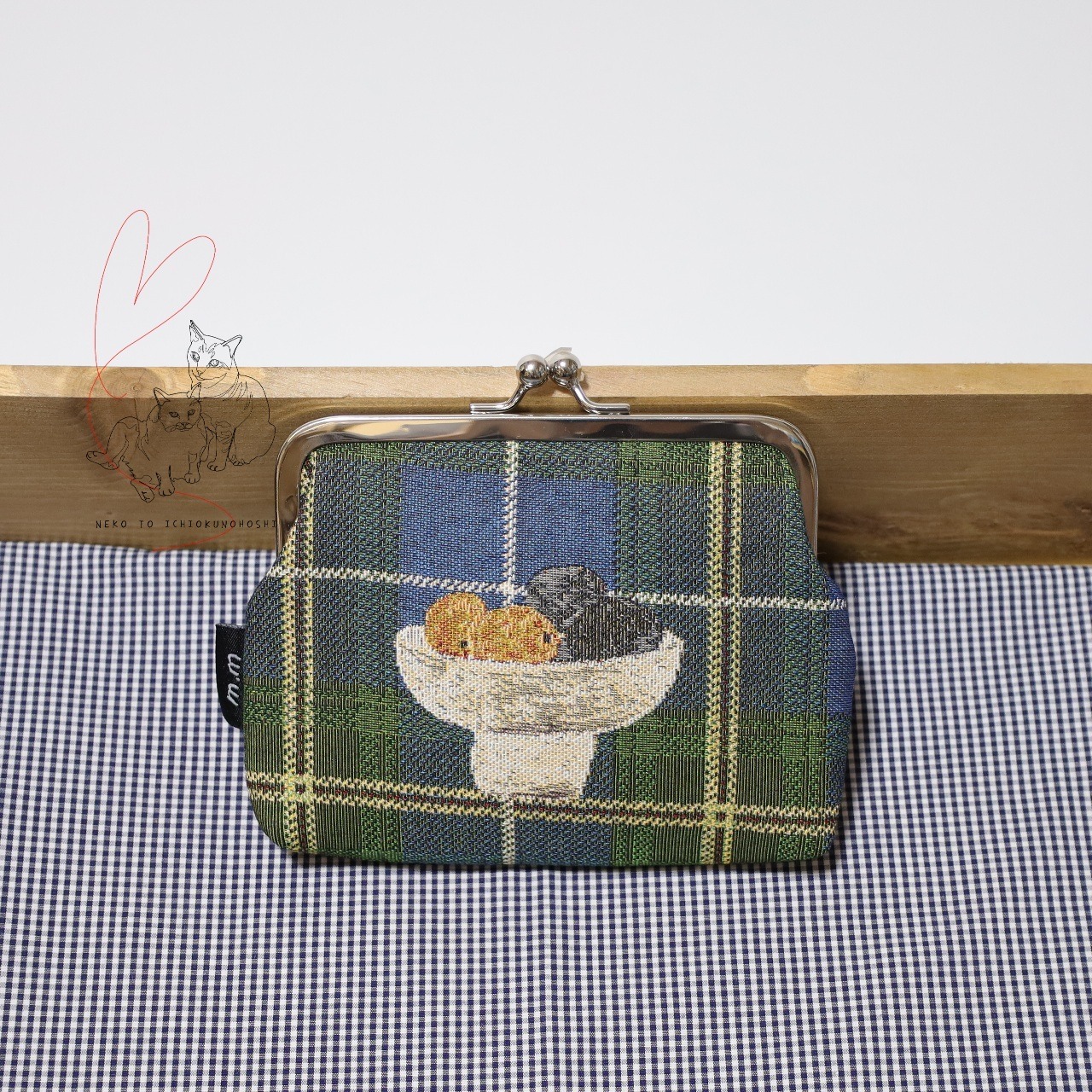 Matsuo Miyuki Mini Purse Mugi がま口ポーチ チェックグリーン