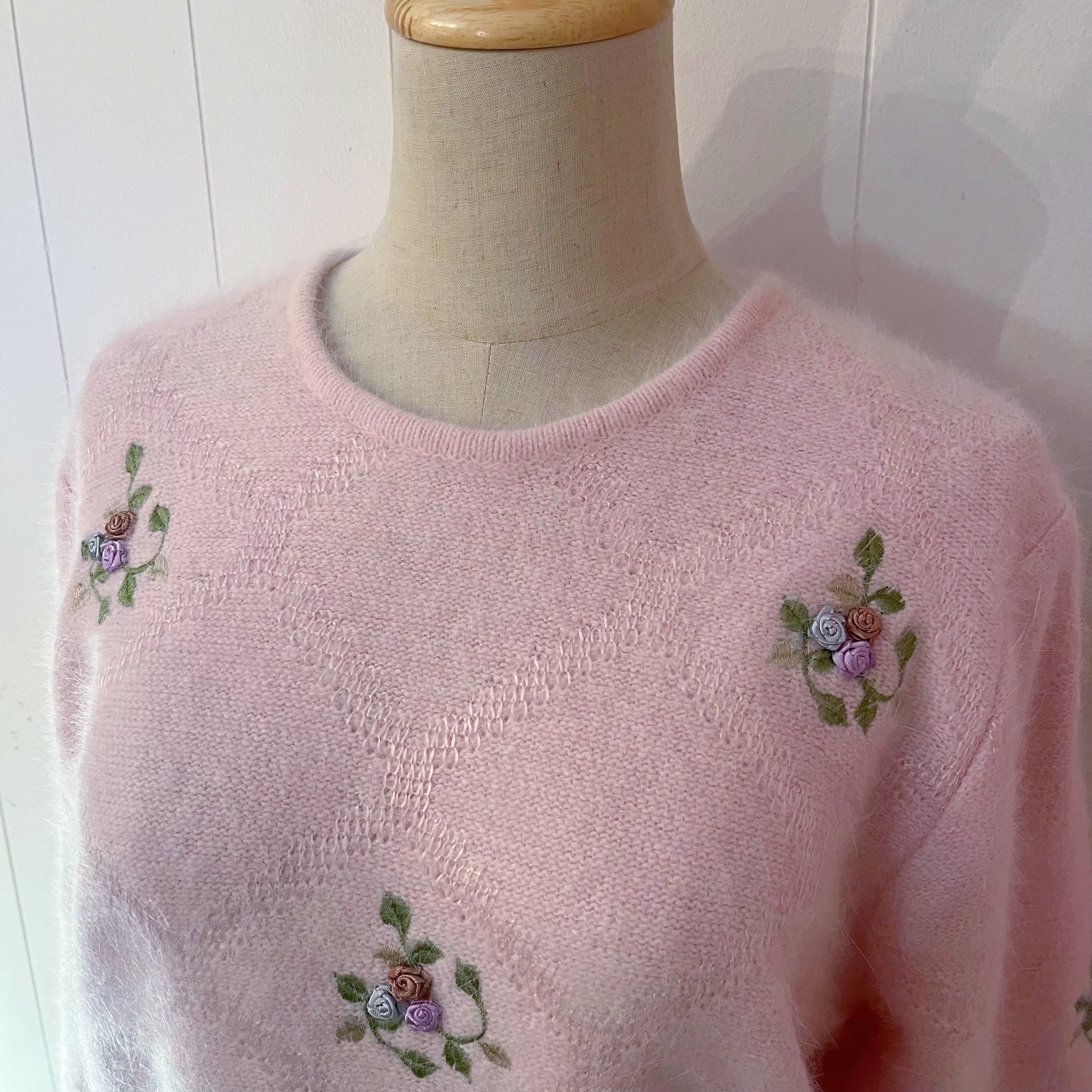 baby pink rose angora knit sweater