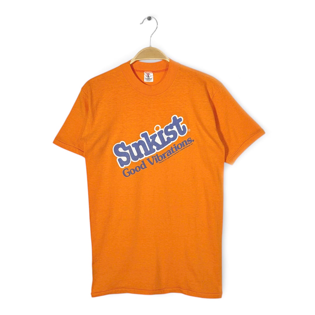 80s サンキスト 企業系 USA製 ヴィンテージ Tシャツ ドリンク オレンジ シングルステッチ SUNKIST サイズM 古着 BZ0511