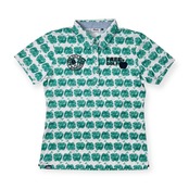 美品 FILA GOLF フィラ ゴルフ りんご 総柄 半袖 ポロシャツ サイズ L /メンズ/ホワイト×グリーン