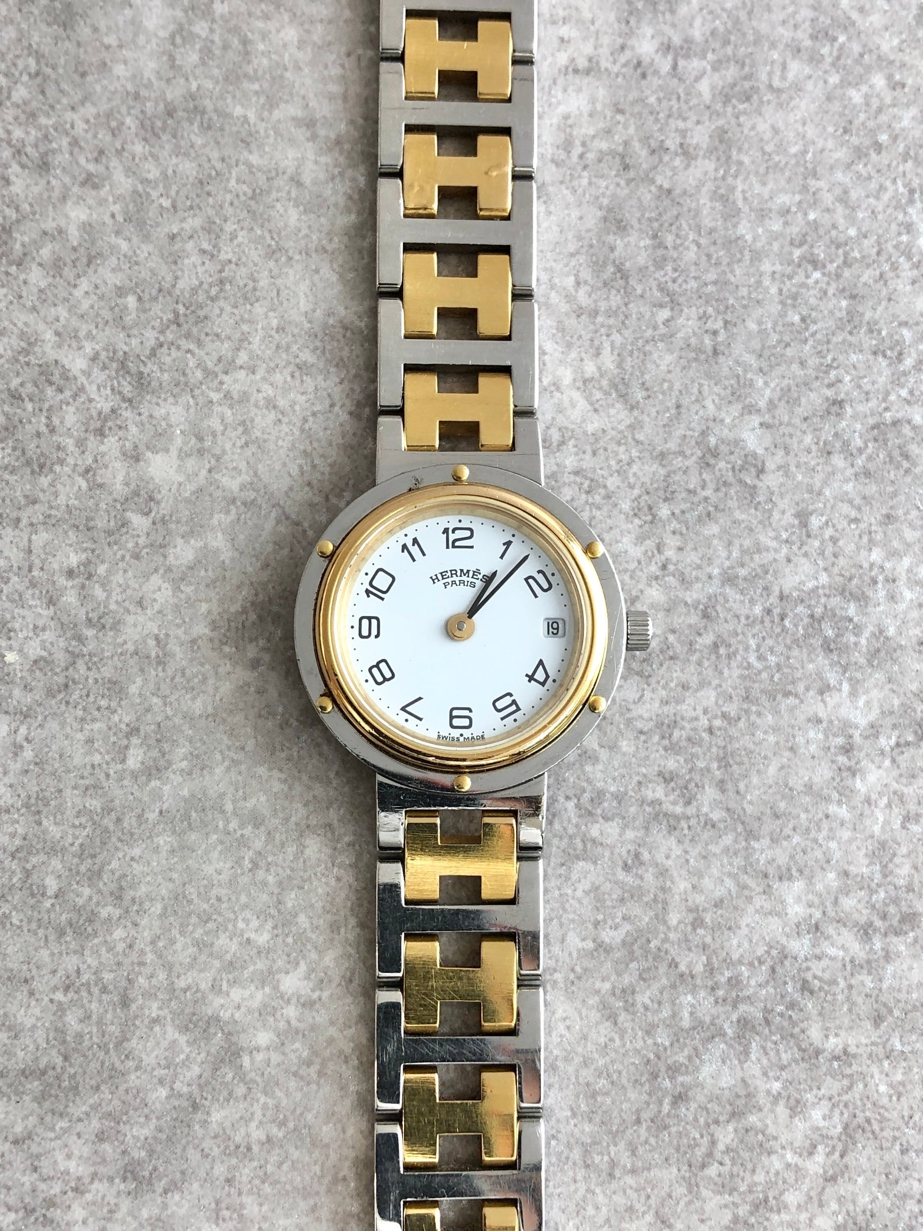 HERMES エルメス クリッパー 腕時計 シルバー ゴールド ステンレス