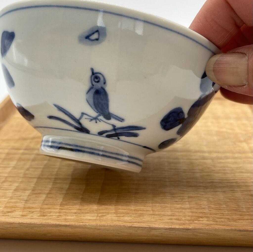 樋山真弓染付 輪花5寸鉢 花文 2枚セット (単品売り可)